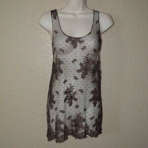 Sz XS/S Bonnie Strauss Dark Brown Lace Nylon Tank Top